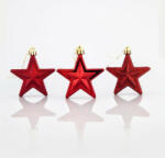 EUROLAMP karácsonyi dekorációk műanyag piros csillagok, 6, 5 cm, 12 darabos készlet (600-42527)