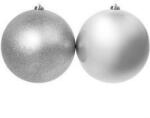 EUROLAMP karácsonyi díszek műanyag ezüst gömbök, 20 cm, 2 darabos készlet (600-42596)