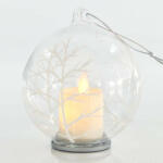 EUROLAMP karácsonyi dekoráció üveg fénygömb, gyertya, 10 cm, 2 db-os készlet (600-42345)