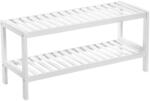 SONGMICS Bambusz tárolópolc, 2 szintes cipőtartó, fehér，70 x 26 x 33 cm (LBS02WT)