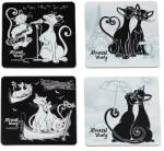 CARMANI Crazy Cats fekete macskás parafa poháralátét szett - 4 darabos (VR-022-4003)