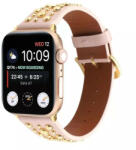 Utángyártott Apple Watch szíj (38/40/41/42mm(Series 10) szegecses bőr óraszíj - rózsaszín (OS-0332)