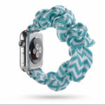 Utángyártott Apple Watch (38/40/41/42mm(Series 10) Frilly Szövet szíj, Zöld-fehér mintás (OS-0240)