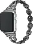 Utángyártott Apple Watch szíj 38/ 40/ 41 mm, Diamond rozsdamentes acél - fekete (OS-0349)