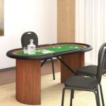 vidaXL Masă de poker, 10 jucători, verde, 160x80x75 cm (80408)