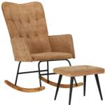 vidaXL Scaun balansoar cu taburet, maro vintage, pânză (339700) Balansoar