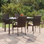 vidaXL Set mobilier de grădină, 5 piese, maro, poliratan (3156660) - vidaxl