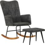 vidaXL Scaun balansoar cu taburet, negru vintage, pânză (339702) Balansoar