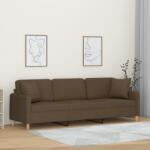 vidaXL Canapea cu 3 locuri cu perne&pernuțe maro 210 cm textil (3153156) Canapea