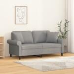vidaXL Canapea cu 2 locuri cu perne&pernuțe gri deschis 140 cm textil (3153241) Canapea