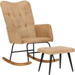 vidaXL Scaun balansoar cu taburet, crem vintage, pânză (339699) Balansoar