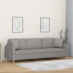 vidaXL Canapea cu 3 locuri cu perne&pernuțe gri deschis 210 cm textil (3153153) Canapea