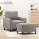 vidaXL Fotoliu canapea cu taburet, gri deschis, 60 cm, catifea (3153383) Canapea