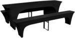 vidaXL Set huse pentru masa de bere și băncuțe, 220x50x80 cm, negru, 3 buc (130794)