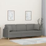 vidaXL Canapea cu 3 locuri cu perne&pernuțe gri închis 210 cm textil (3153154) Canapea
