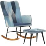 vidaXL Scaun balansoar cu taburet, model mozaic, albastru denim, pânză (339704) Balansoar