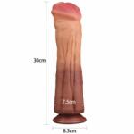 Lovetoy Dildo - XXL penis de cal Dual layered Platinum Silicon 30 cm Dildo
