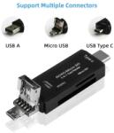 Rocketek 3in1 SD/TF Kártyaolvasó (USB-A/ Micro-USB/ USB-C Type C) (HX-518) (RT-HX-518)