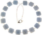  Colier Angelit Natural Patrat 14x14 mm - Calcedonie 4 mm - Accesorii de Argint 925