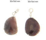  Pandantiv Safir Roz Natural Picatura Fatetat cu Argint 925 - 30 x 14-15 x 4-5 mm - 1 Buc