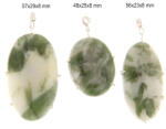  Pandantiv Cuart cu Turmalina Verde Natural cu Argint 925 - 48-57 x 23-29 x 8 mm - 1 Buc