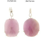  Pandantiv Safir Roz Natural Oval Fatetat cu Argint 925 - 29-31 x 15-17 x 4-5 mm - 1 Buc
