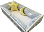 Deseda Set de 6 bucati perne lungi protectii laterale patut 140x70 cm deseda norisori albastrii