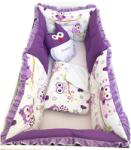 Deseda Set de 6 bucati aparatori protectii laterale patut 140x70 cm deseda bufnite violet