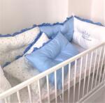 Deseda Set de 6 bucati aparatori protectii laterale patut 120x60 cm deseda albastru- stelute albastre pe alb