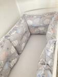 Deseda Set de 6 bucati aparatori protectii laterale patut 120x60 cm deseda imprimeu nori cu luna gri