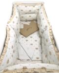 Deseda Lenjerie cu 6 aparatori pufoase si paturica pat 140x70 cm deseda coronita bej Lenjerii de pat bebelusi‎, patura bebelusi