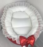 Deseda Cuib baby nest rosu cu dantela alba lux