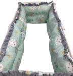 Deseda Set de 6 bucati aparatori protectii laterale patut 140x70 cm deseda imprimeu nori cu luna vernil