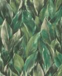 A festő ecsetjéről - dekoratív művészi levelek zöld sötétzöld szürkésbézs tónusok tapéta (537345)