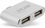 InLine Mini USB 2.0 Hub, USB CM - 2x USB AF, argintiu (33291I)