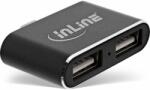InLine Mini USB 2.0 Hub, USB CM - 2x USB AF, negru (33291S)