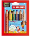 STABILO Creioane colorate Woody 3 in 1 + ascutitoare, 6 culori/set Stabilo SW88062 (SW88062)