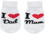 NEW BABY Csecsemő pamut zokni New Baby I Love Mum and Dad fehér