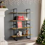 vidaXL Bibliotecă cu 4 rafturi, maro, 100x30x140 cm, lemn masiv de pin (806485) Biblioteca