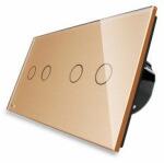 LIVOLO Intrerupator dublu + dublu Livolo vl-c702c702-13 cu touch din sticla Auriu (vl-c702/c702-13)