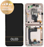 Samsung Galaxy Z Flip 4 F721B - LCD Kijelző + Érintőüveg + Keret (Pink Gold) - GH82-29440C, GH82-30238C, GH82-30239C, GH82-29441C Genuine Service Pack, Pink Gold