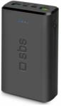SBS - PowerBank 20 000 mAh, 2x USB, USB-C, Micro-USB, fekete