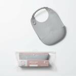 Miniware Baveta bebelusi Miniware Roll & Lock, 100% din silicon alimentar, Grey (mw_SBIBG) - drool Bavata