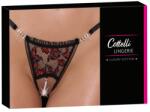 Cottelli Collection Cottelli - luxus, rózsás gyöngyös tanga (piros-fekete) (23222851121)