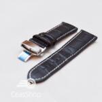  Curea piele vitel captusita deployant cu arc neagra, cusaturi albe 22 mm - 35932 - ceas-shop - 88,00 RON
