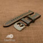  Curea piele fibra carbon neagra cusatura portocalie 20mm - 37011