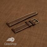  Curea piele MILANO maro, captusita, cusaturi albe 20mm - 33585