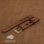  Curea piele GRAND PRIX maro inchis cusaturi albe 22mm - 37001
