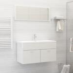 vidaXL Set mobilier de baie, alb extralucios, lemn prelucrat (3070889)