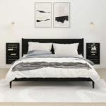 vidaXL Rafturi noptiere de perete, 2 buc. , negru, lemn masiv de pin (824767) Raft